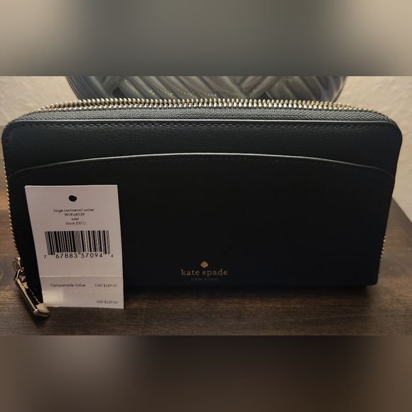 Brand NEW Kate Spade Adel Large Continental Black Wallet. Retails $229. - Picture 4 of 5